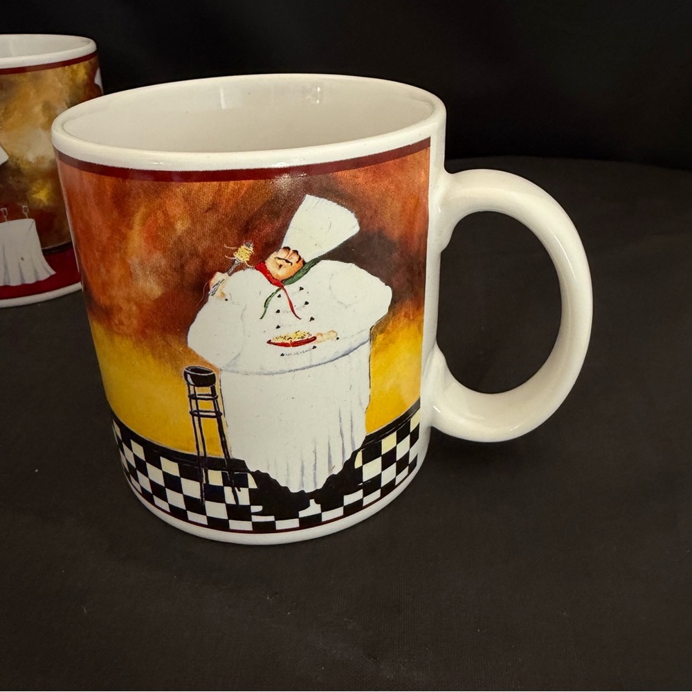 Set Of 4 Jennifer Garant AL DENTE Fat Italian Chef Coffee Mugs By Sakura Table - Picture 8 of 11